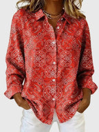 Blanca™ | Blusa abotonada con estampado de Paisley