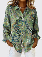 Blanca™ | Blusa abotonada con estampado de Paisley