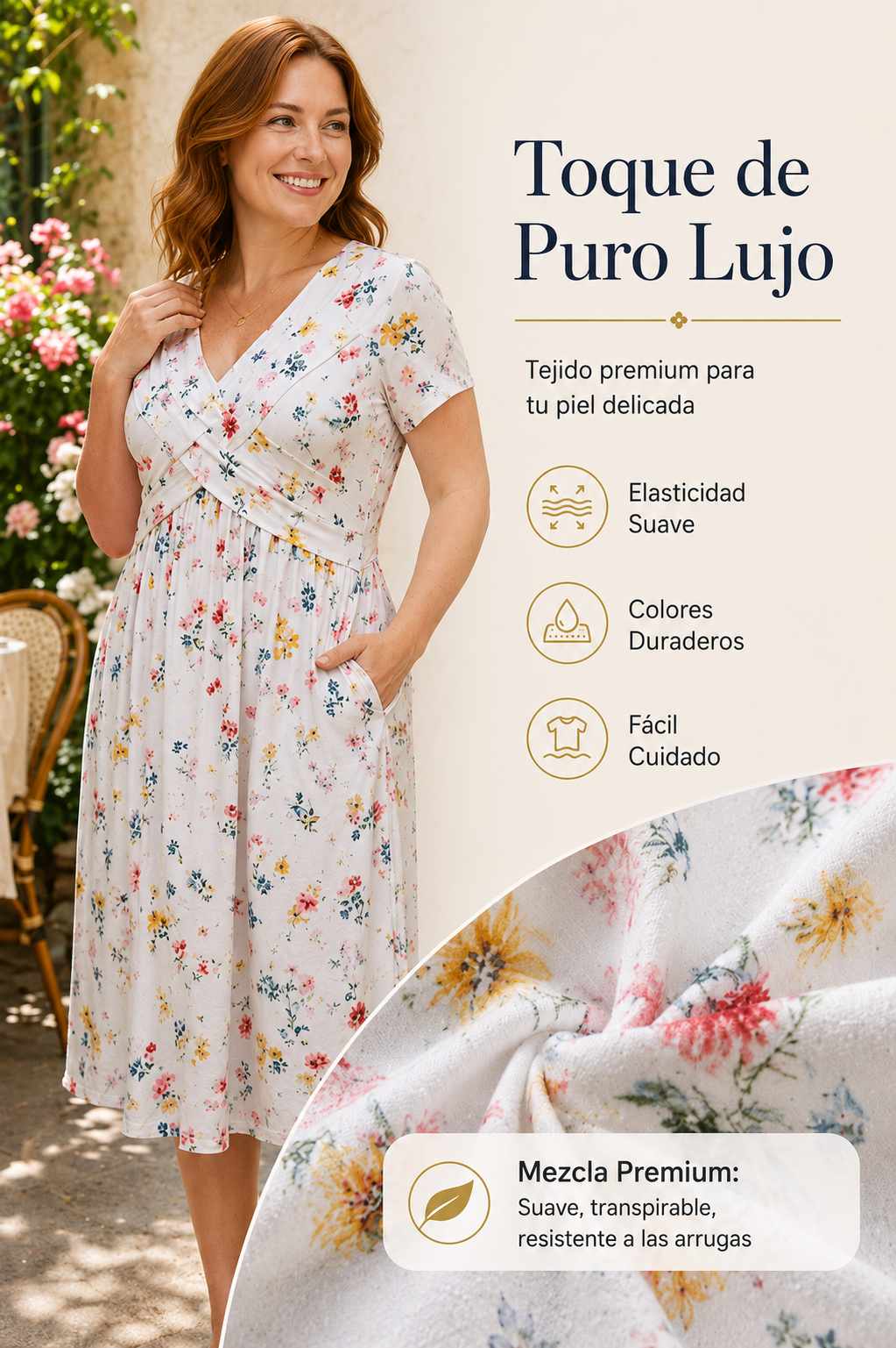 Rosa | Vestido floral con escote en V