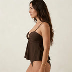 Leila | Tankini Concha Marrón Volante