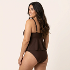 Leila | Tankini Concha Marrón Volante