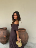 Elisa | Vestido Largo de Tül Marrón