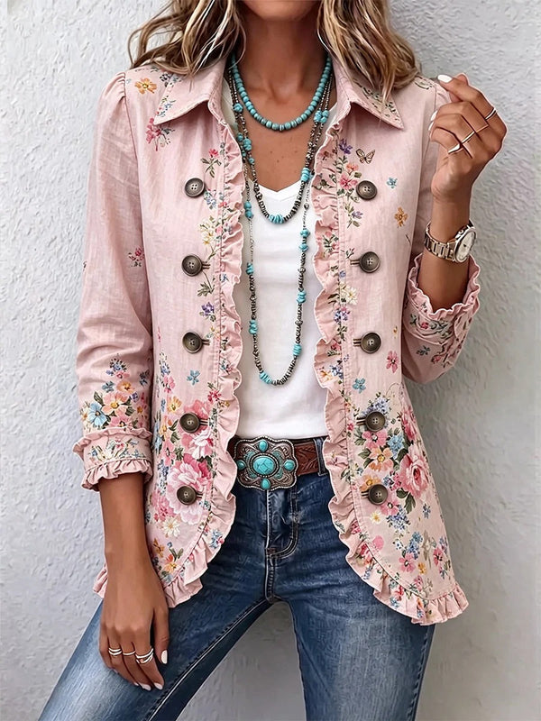 Bea | Chaqueta con volantes florales y botones en la parte delantera