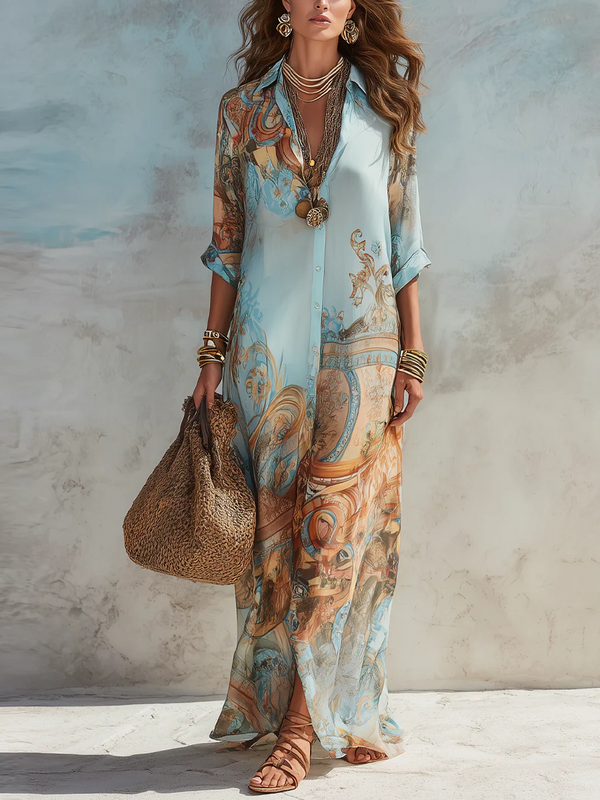 Silvia | Vestido tipo camisa Mediterráneo