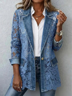 Laura | Chaqueta tipo blazer con paneles de encaje floral
