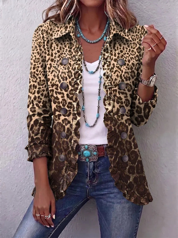 Naiara | Chaqueta con volantes y estampado de leopardo