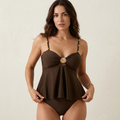 Leila - Tankini Concha Marrón Volante