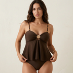 Leila | Tankini Concha Marrón Volante