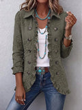 Karina | Chaqueta utilitaria de estilo bohemio-chic con bordado floral y volantes