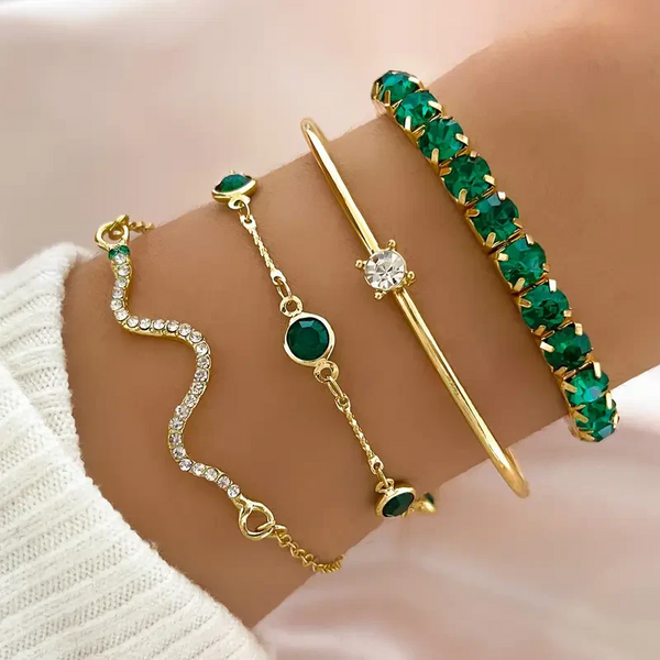 Set de Pulseras Vintage Circonia Verde