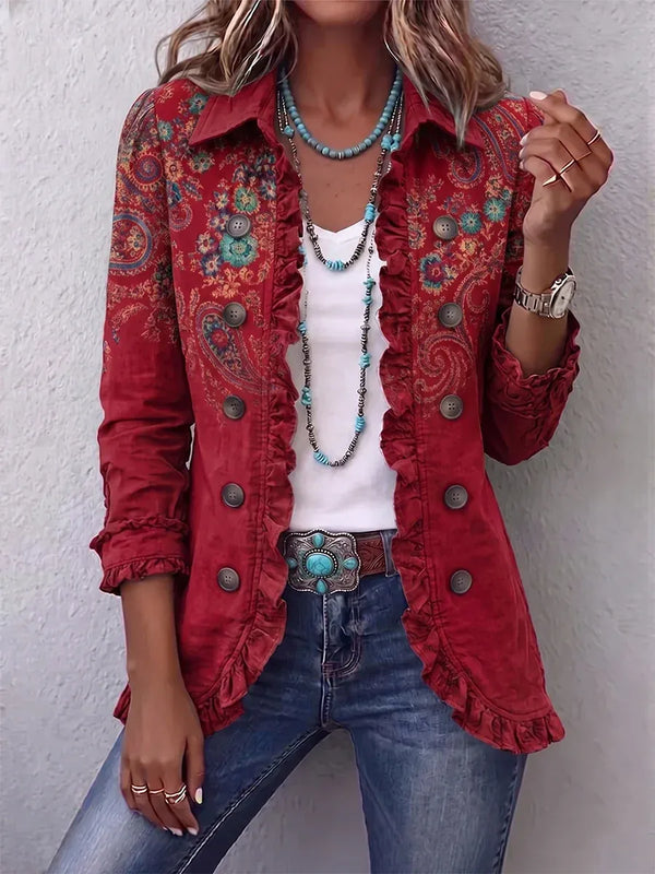 Maria | Chaqueta bohemia con volantes y estampado paisley