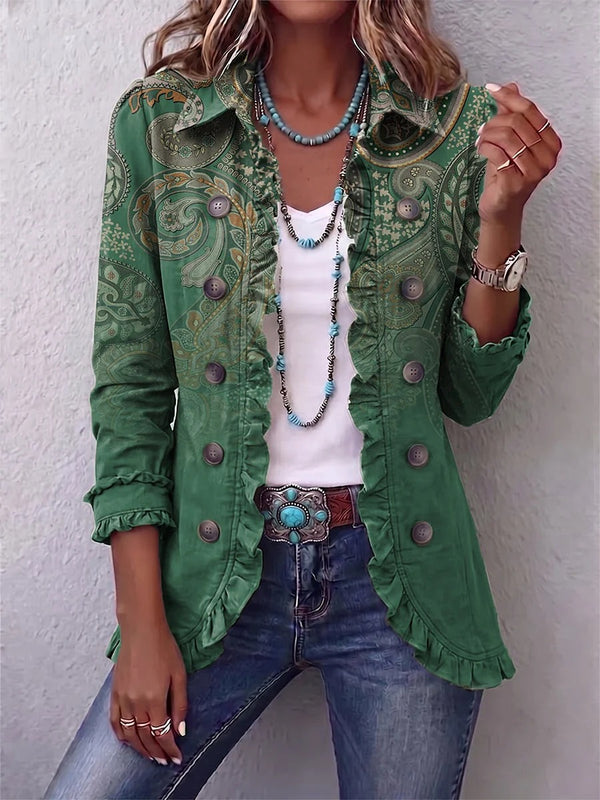Janira | Chaqueta bohemia con volantes y estampado paisley