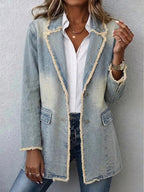 Diana | Blazer extragrande de estilo vintage con bordes sin rematar