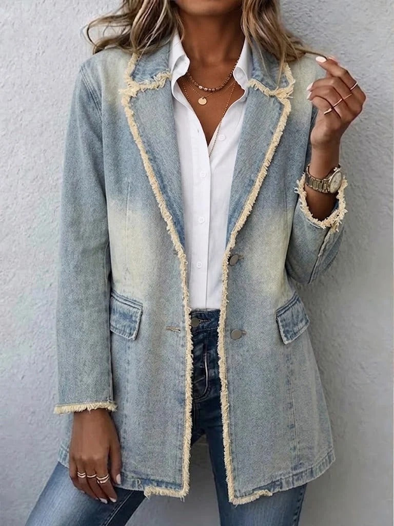 Diana | Blazer extragrande de estilo vintage con bordes sin rematar