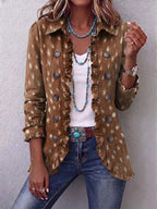 Noa | Chaqueta bohemia con volantes y estampado animal
