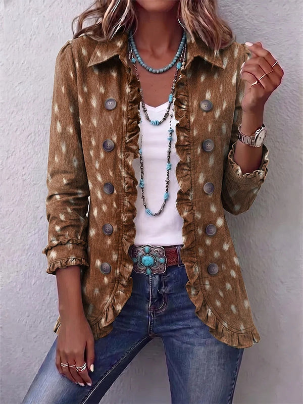 Noa | Chaqueta bohemia con volantes y estampado animal