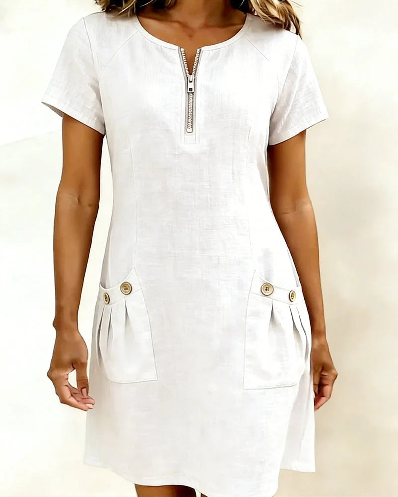 Natalia | Vestido de algodón con cremallera