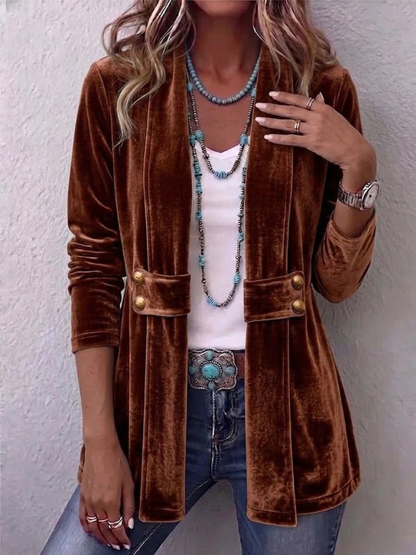 Jana | Chaqueta vintage de manga larga con solapa y botones decorativos.