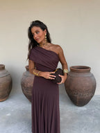 Elisa | Vestido Largo de Tül Marrón