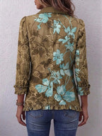 Sandra | Chaqueta vintage bohemia con volantes y estampado floral degradado