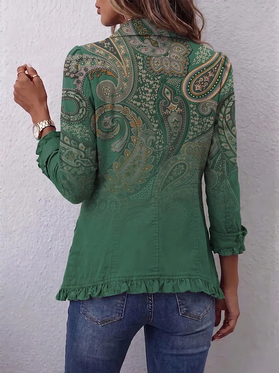 Janira | Chaqueta bohemia con volantes y estampado paisley