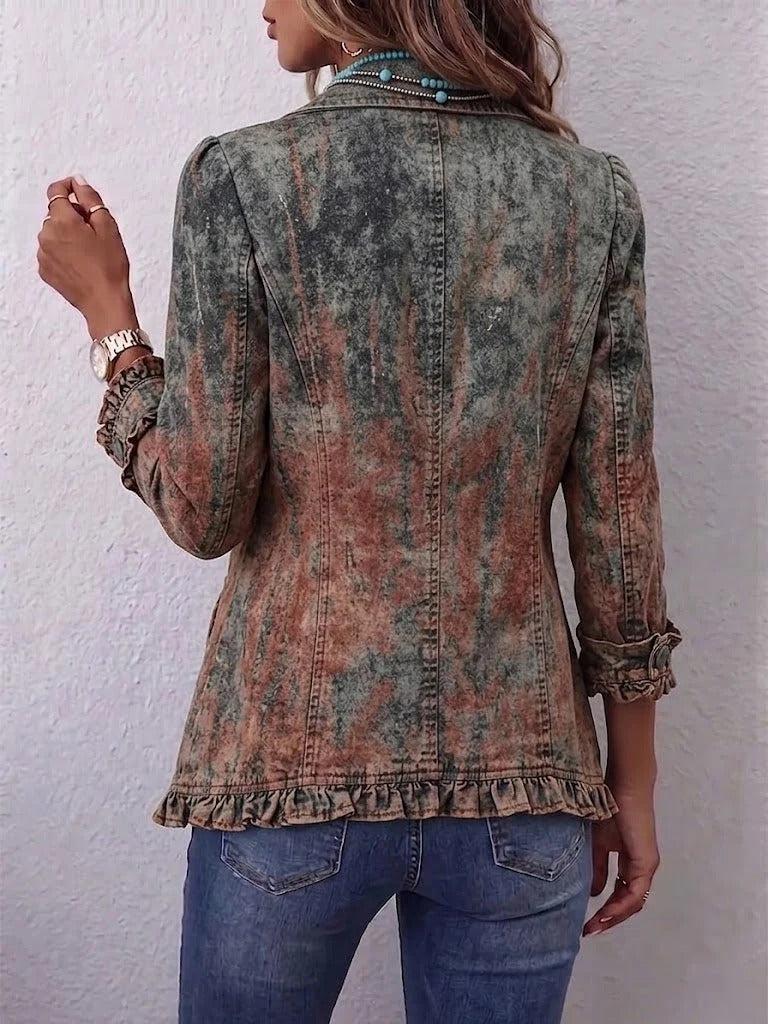 Berta | Chaqueta con volantes y estampado texturizado degradado vintage