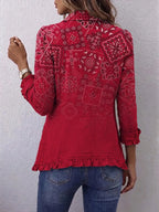 Gisela | Chaqueta con volantes y estampado bohemio de cachemira ombré