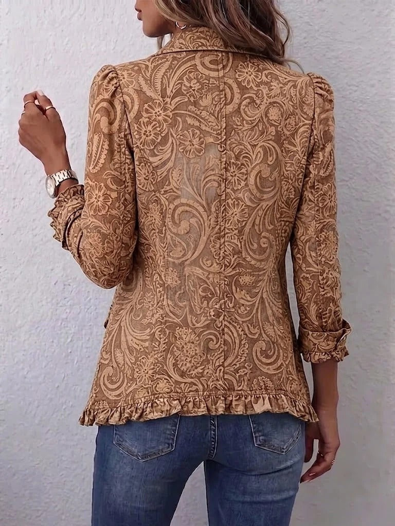 Victoria | Chaqueta vintage bohemia con estampado floral y volantes