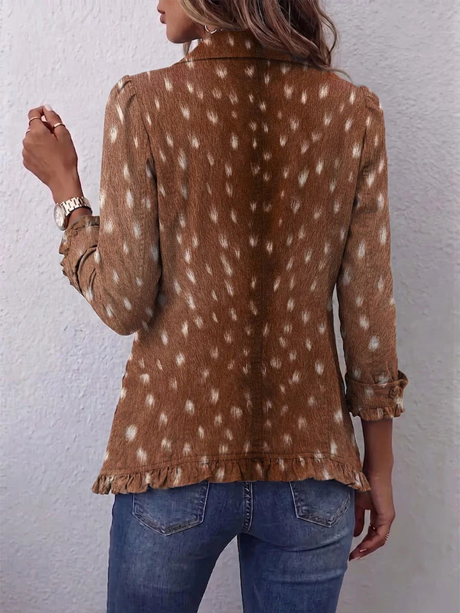 Noa | Chaqueta bohemia con volantes y estampado animal
