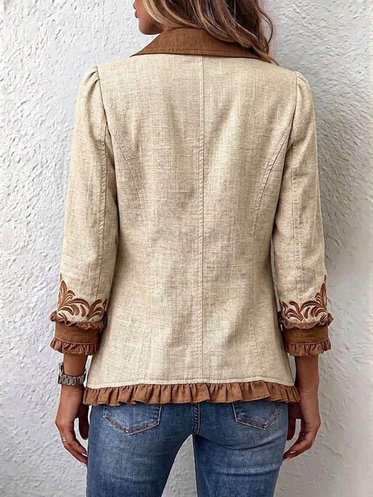 Daniela | Chaqueta vintage bohemia con volantes y estampado floral