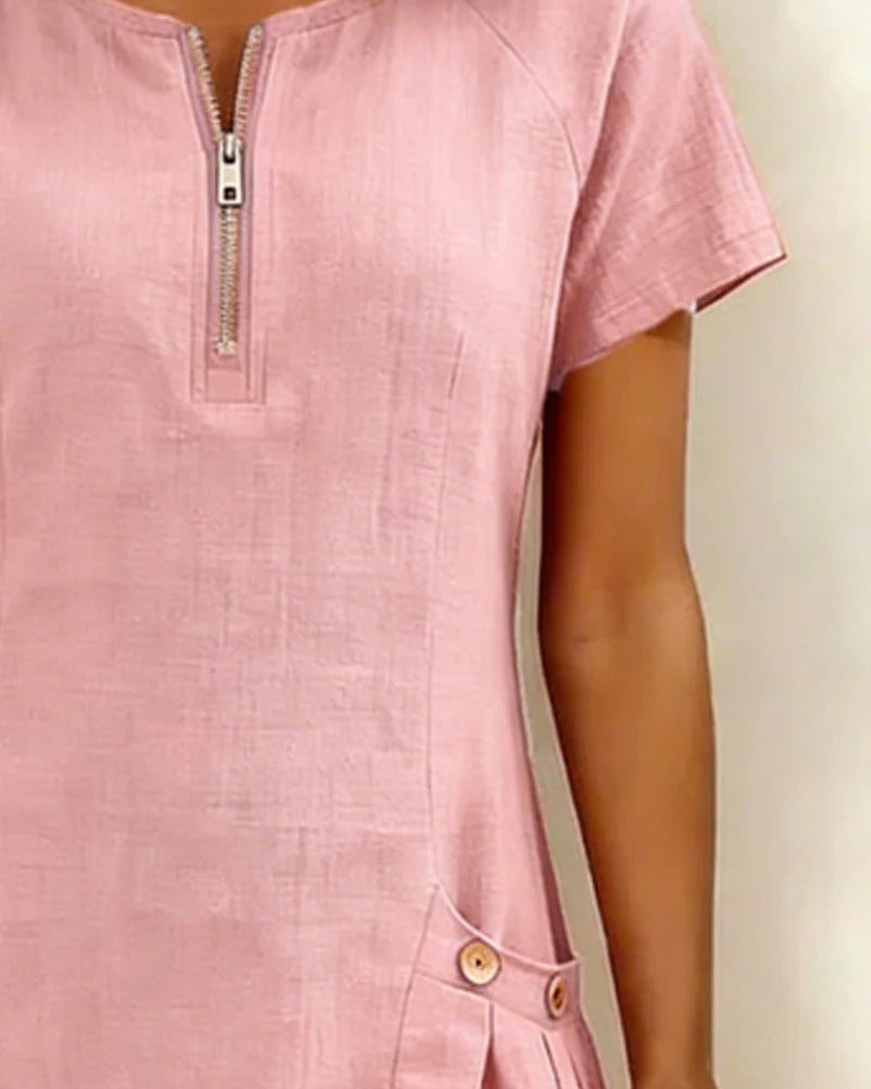 Natalia | Vestido de algodón con cremallera