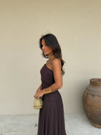 Elisa | Vestido Largo de Tül Marrón