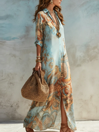Silvia | Vestido tipo camisa Mediterráneo