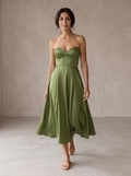 Josefa | Elegante vestido midi sin tirantes