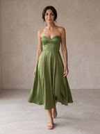 Josefa | Elegante vestido midi sin tirantes