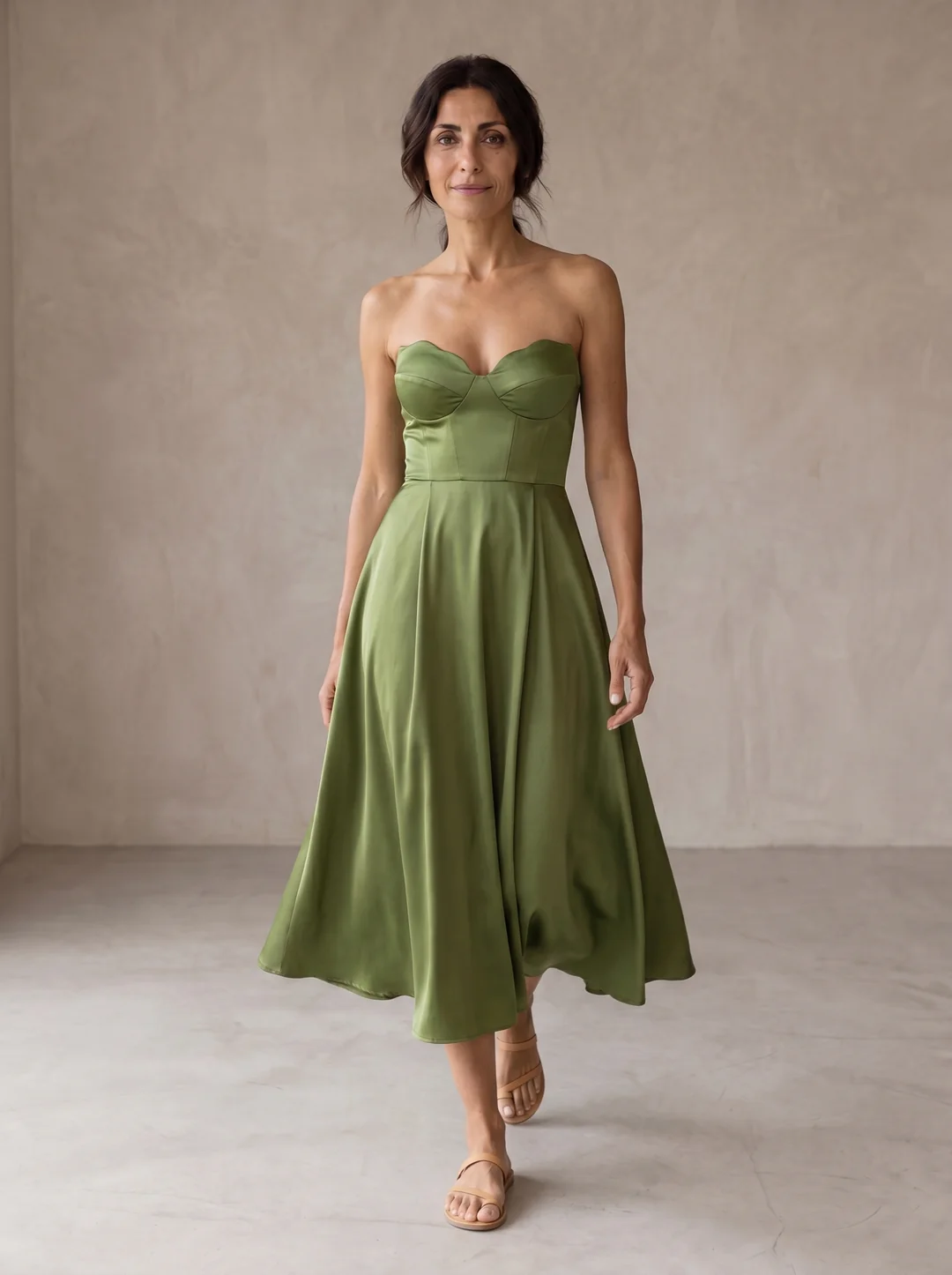 Josefa | Elegante vestido midi sin tirantes