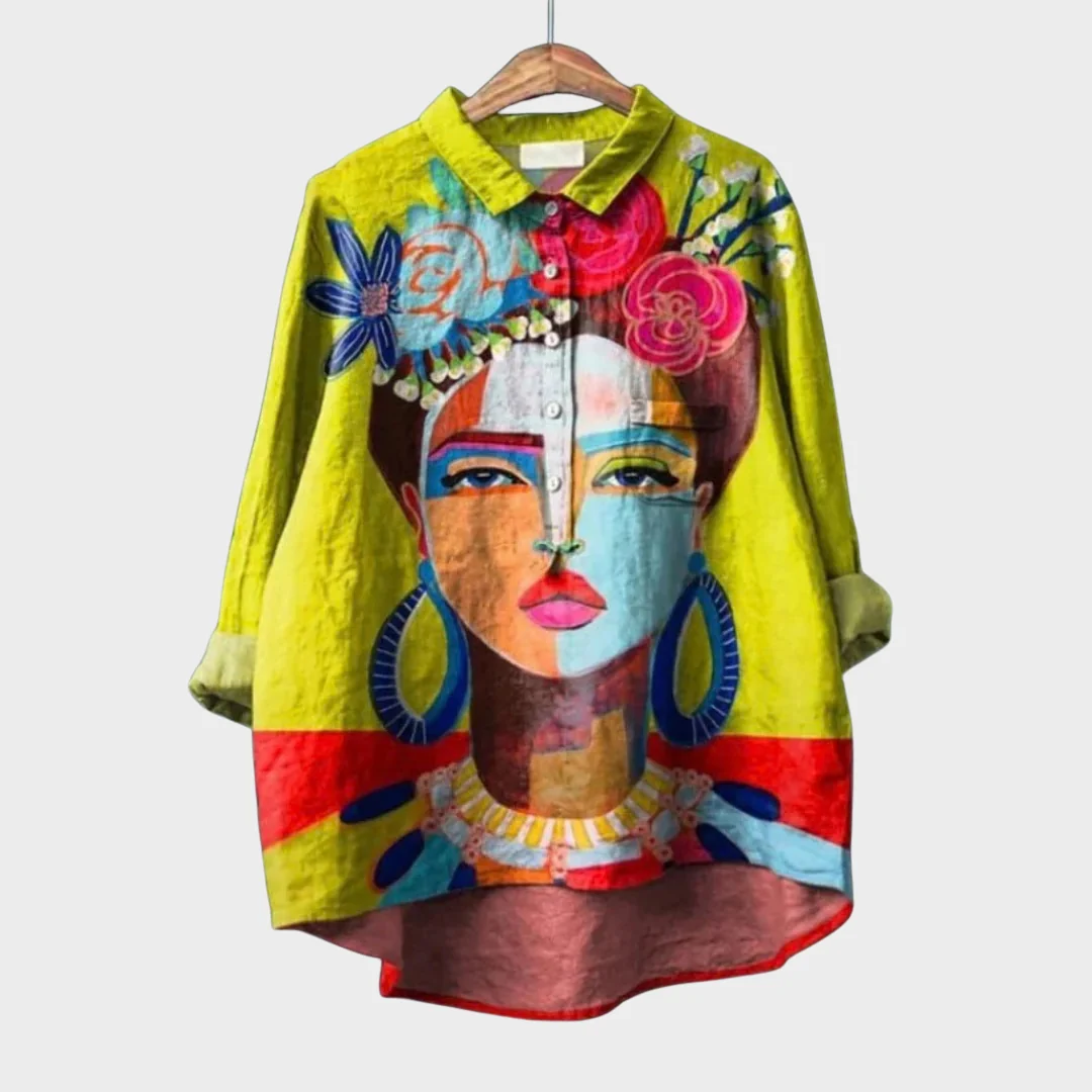Ona | Blusa abotonada con retrato artístico