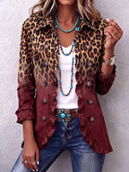 Elizabeth | Chaqueta tipo blazer con volantes y efecto degradado de leopardo