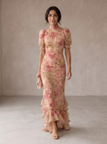 Rosario | Vestido largo de gasa floral