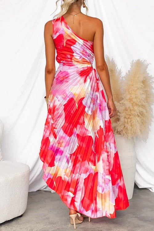 Yanira | Vestido plisado de un solo hombro
