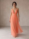Juliana | Vestido largo en color coral claro