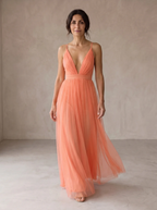Juliana | Vestido largo en color coral claro