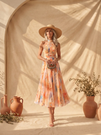 Aurora | Vestido con escote halter y estampado de acuarela