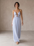 Marina | Vestido largo de rayas con escote descubierta