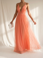 Juliana | Vestido largo en color coral claro