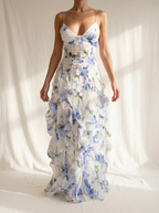 Rosa | Vestido midi floral con volantes