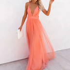 Juliana | Vestido largo en color coral claro