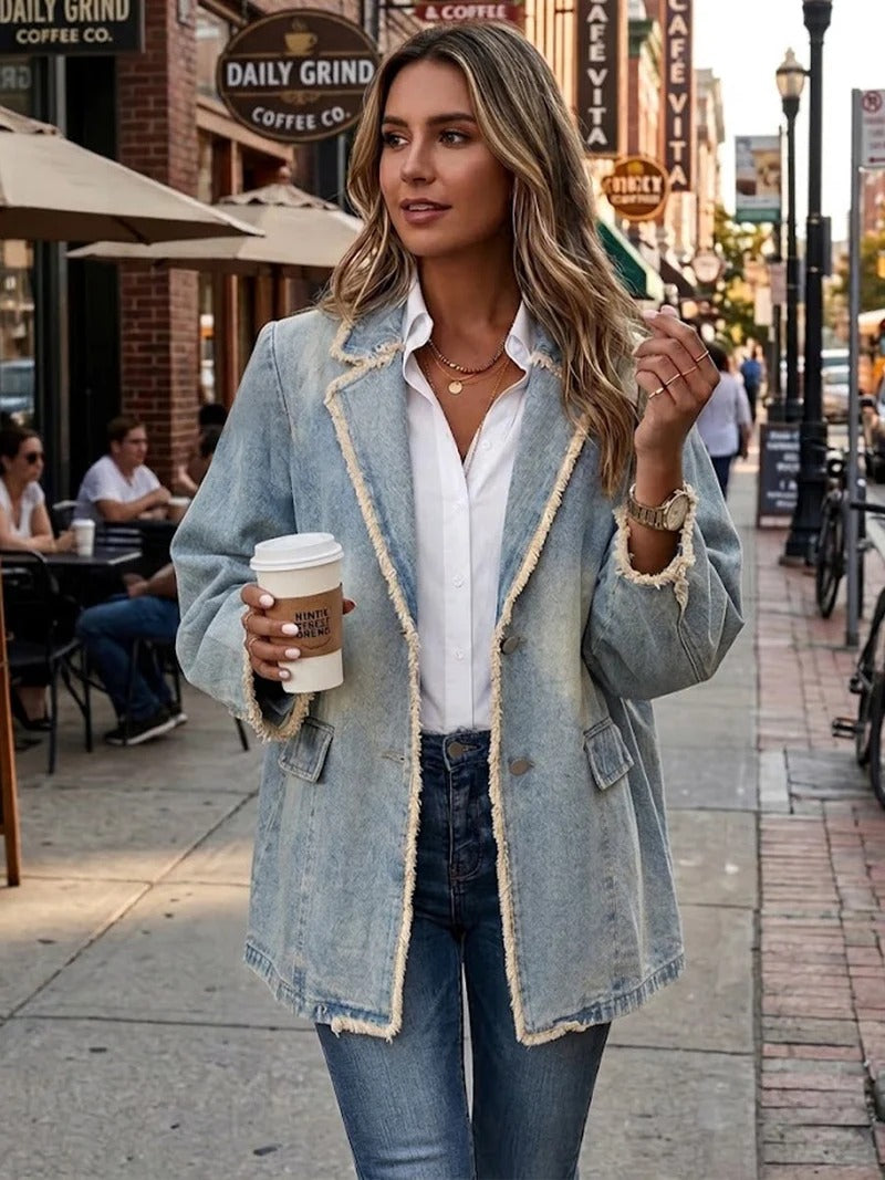 Diana | Blazer extragrande de estilo vintage con bordes sin rematar