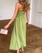 Josefa | Elegante vestido midi sin tirantes