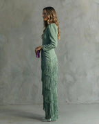 Maria | Elegante vestido con mangas con flecos